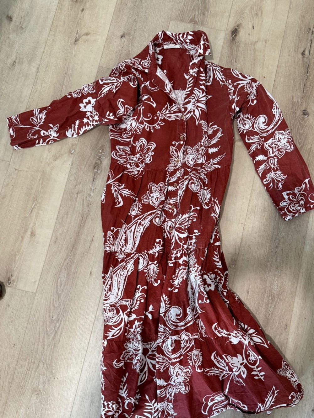 Long fun rust floral dress Small